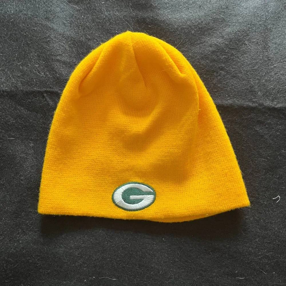 NFL Green Bay Packers Football Yellow Knit Winter Beanie Hat Cap w/ Embroidered - Picture 1 of 5